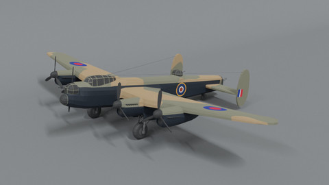 Low Poly Cartoon Avro Lancaster WWII Airplane