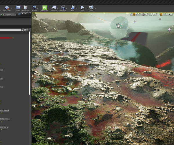 ArtStation UE4 Landscape Master Material + Vertex Paintable Puddles