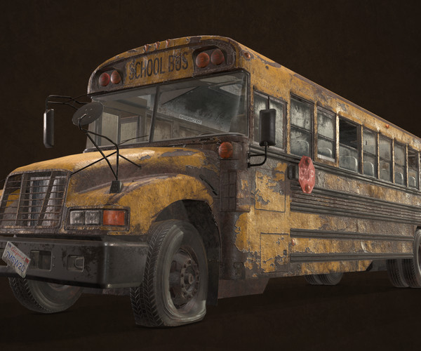 ArtStation - Abandoned School Bus - Low Poly | Game Assets