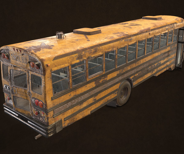 ArtStation - Abandoned School Bus - Low Poly | Game Assets