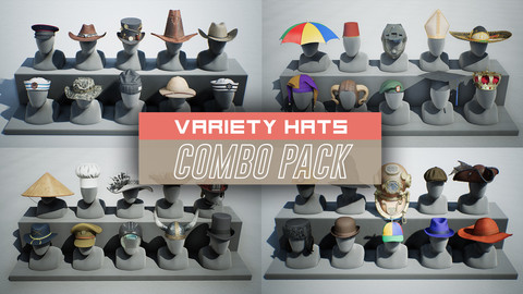 Variety Hats Props COMBO PACK (UE4)