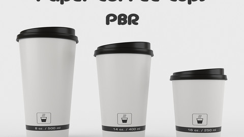 Paper Coffee Cups - PBR Low-poly