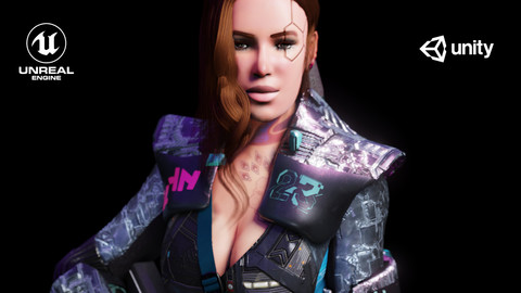 Sci fi Cyberpunk Action Girl Adrestia-Rigged