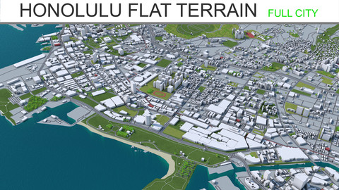 Honolulu Flat Terrain City 3D Model