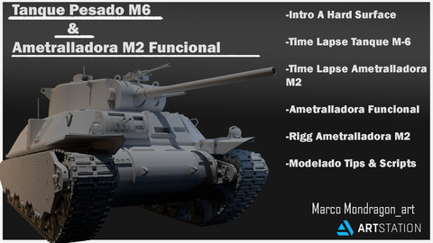 Hard Surface Tank M6 & Machine Gun M2 Fuctional