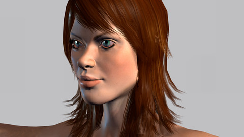 Animated Naked woman-Rigged 3d game character Low-poly 3D model