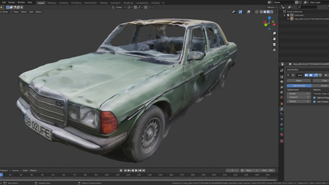 Abandoned car photoscanned with 8k texture LOW-POLY and game ready