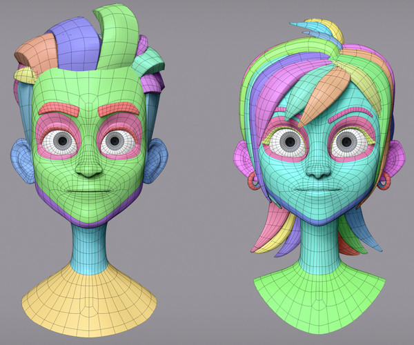 ArtStation - Male and female cartoon characters base mesh | Resources