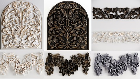 Decorative Plaster Moldings Flower 3 pack