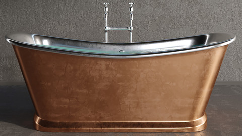Luxury metallic bathtub (3DSMAX 2015 + VRAY + CORONA + OBJ)