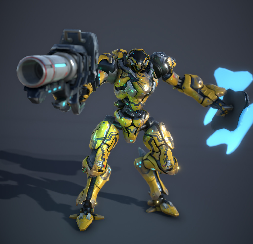 Bage venstre Agent ArtStation - Big Yellow Robot with gun and shield (Unity Assets) | Game  Assets