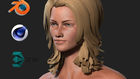Beautiful Naked woman-Rigged 3d game character Low-poly 3D model