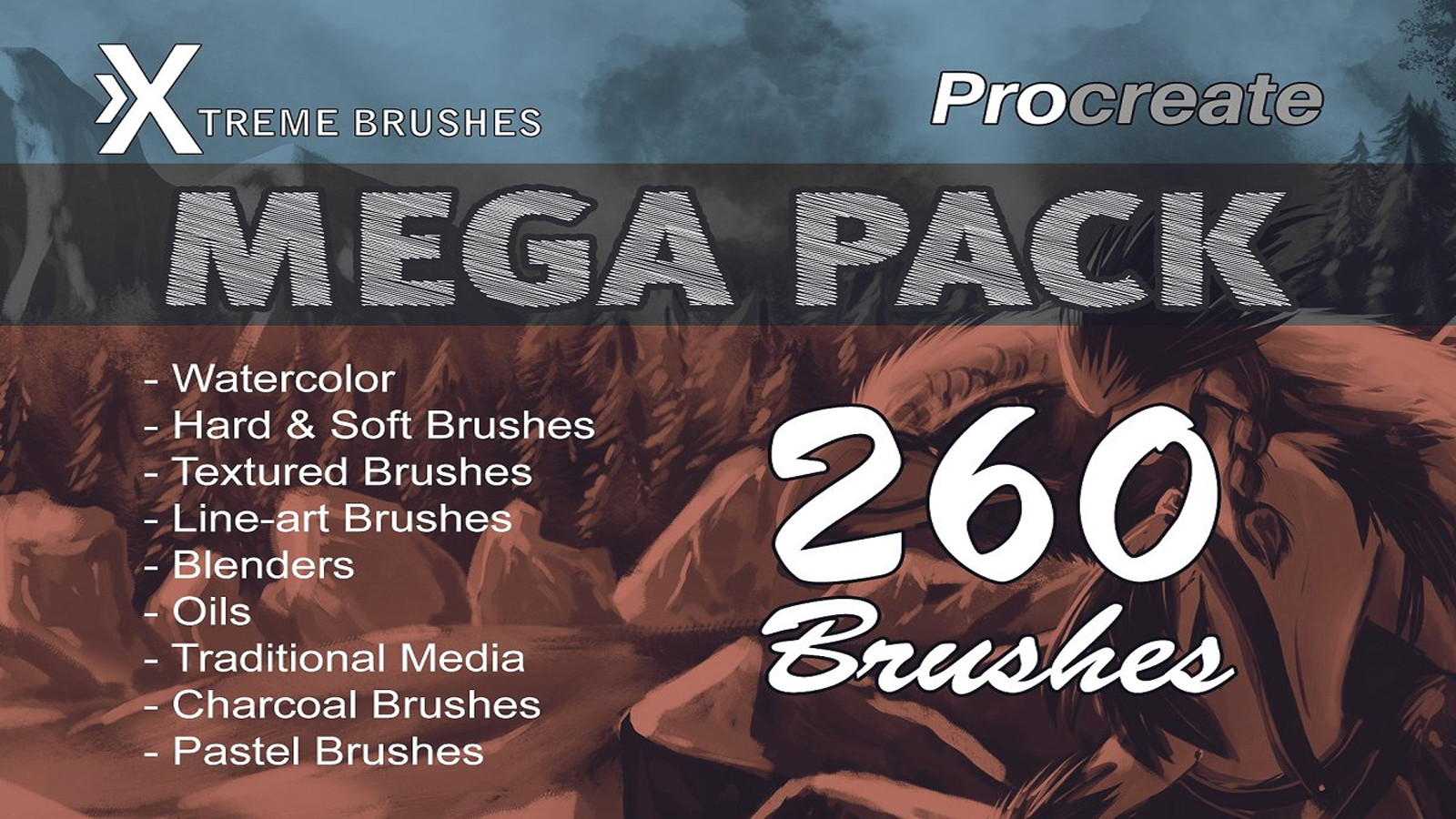 ArtStation - Procreate Mega Pack! 260 Brushes! | Brushes