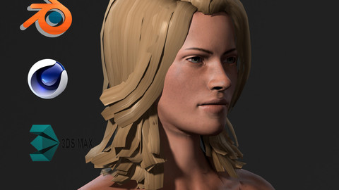 Beautiful Naked woman-Rigged 3d game character Low-poly 3D model