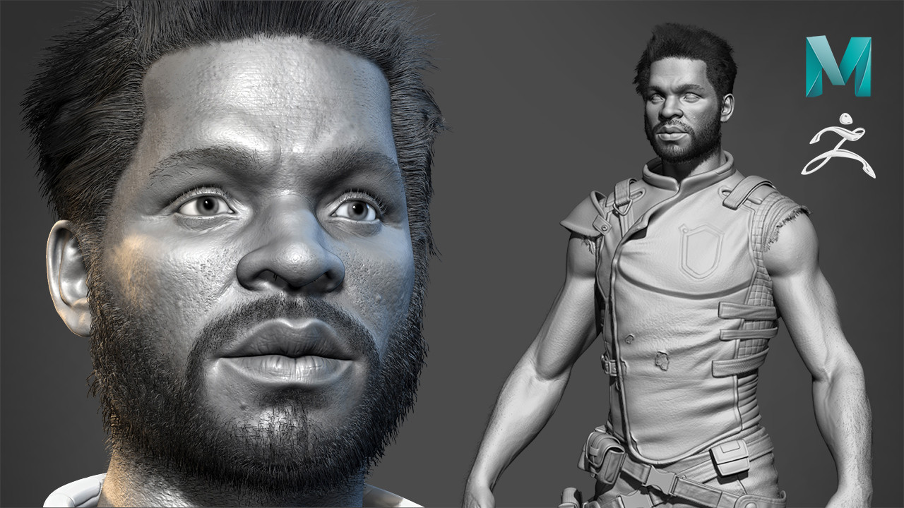 realistic character modeling for game in maya and zbrush parte-1