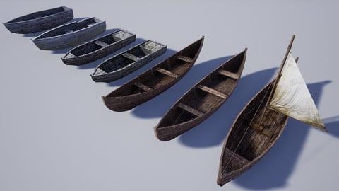 Pack of Medieval Wooden Boats