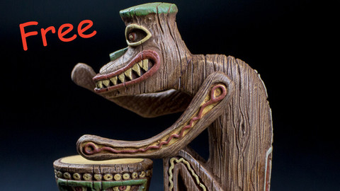 Tiki Drummer - 3D print STL