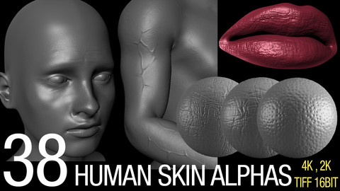 38 human skin alphas 4K & 2K