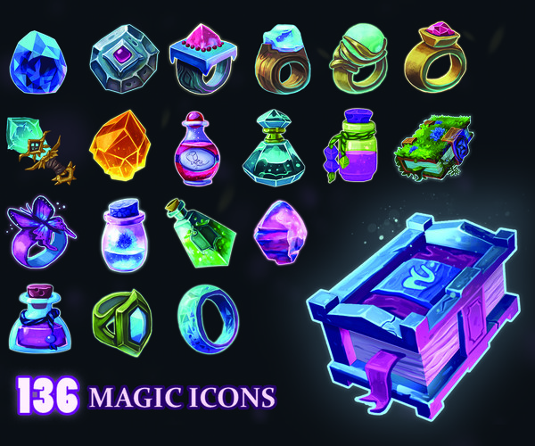 Magic hand RPG icons by maxicons on Dribbble