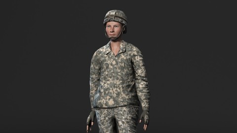 Animated Soldier Woman-Rigged 3d game character Low-poly