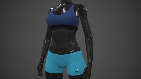 Female Sportswear gym clothing Low-poly PBR