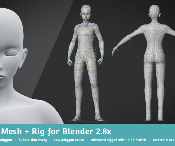 Artstation Base Meshes Character Starter Kit Rig Game Assets