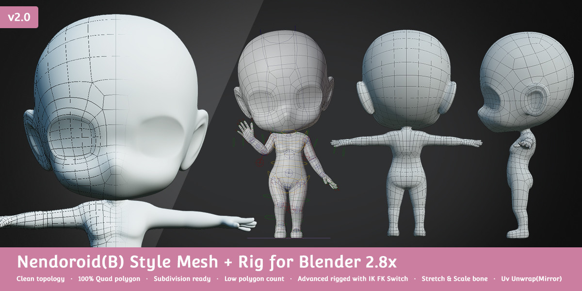 ArtStation - Base Meshes Character Starter Kit + Rig | Game Assets