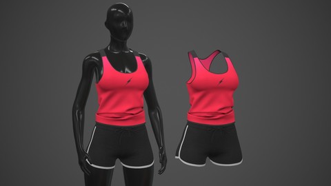 Female Sportswear gym clothing 2 PBR Low-poly