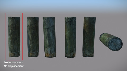 Wood Bollard Photoscan - Low Poly