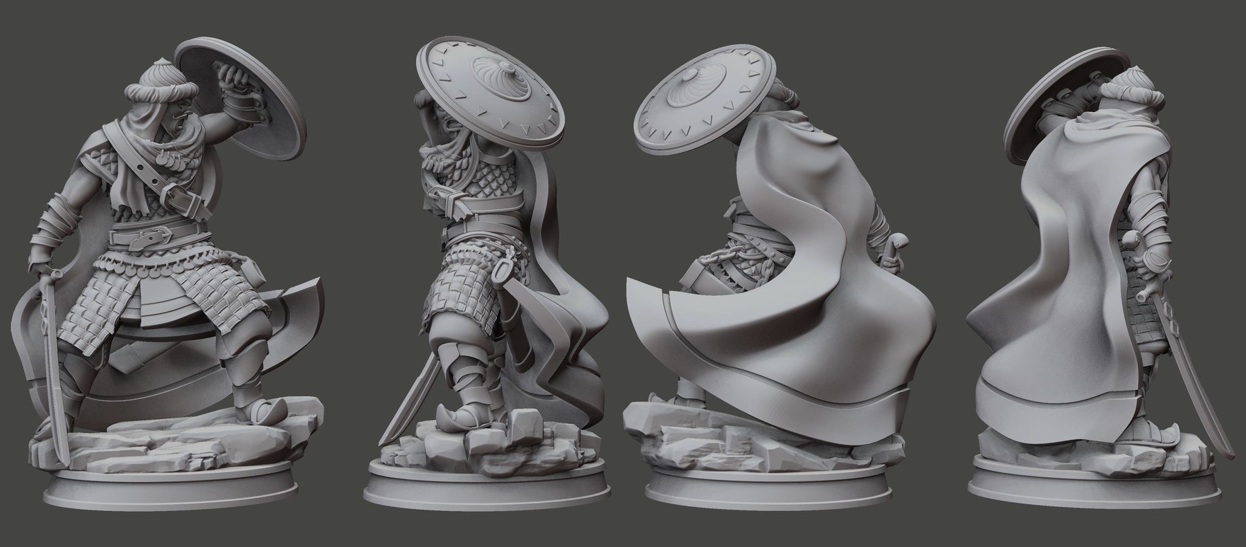 ArtStation - Sword and board fighter miniature for 3d printing