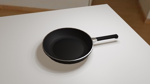 Frying Pan Aluminum - Frigideira de Aluminio Low-poly 3D model