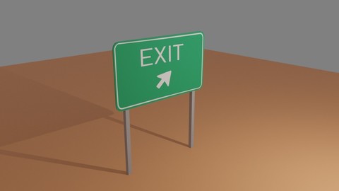 Exit Road Sign - Placa de Saida da Estrada Low-poly 3D model