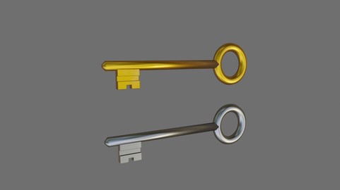 Gold Key and Silver Key - Chave de ouro e prata Low-poly 3D model