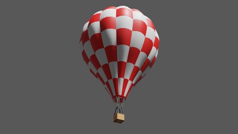 Red Balloon Checkered - Low-poly 3D model - Balao Vermelho Quadriculado
