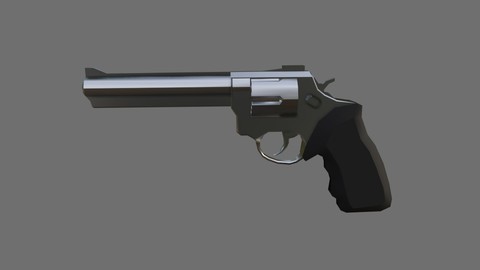 Chrome Revolver 44 - Magnum - Gun - Arma Low-poly 3D model