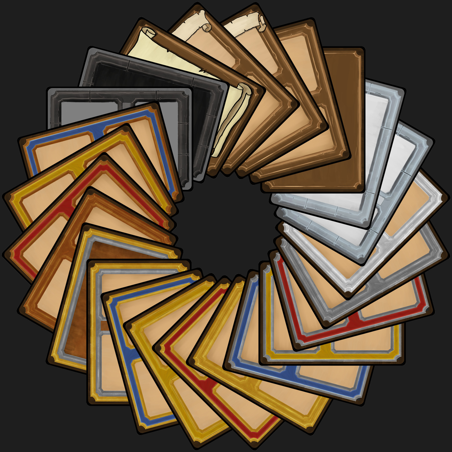 ArtStation Pack of 25 Hand Painted Cards Game Assets