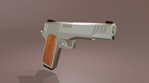 Pistol 9mm Chrome - Revolver Gun Weapon - Arma Low-poly 3D model
