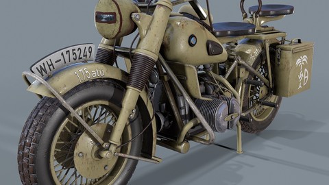 German motorcycle BMW R 75 WW2 3d model