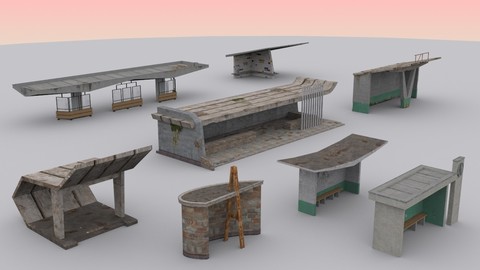 Monumental Soviet Bus Stops Pack