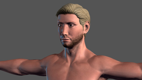 Animated Naked Man-Rigged 3d game character Low-poly 3D model