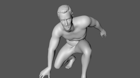 Decorative Man Sculpture Low-poly 3D model