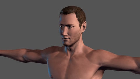 Animated Naked Man-Rigged 3d game character Low-poly 3D model