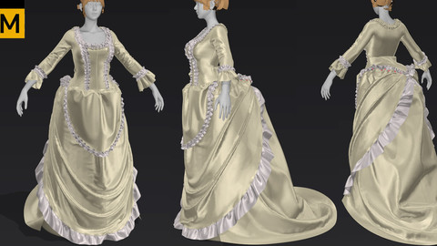 Women's Baroque Costume Barrueco Costume ancient costume Marvelous Designer project