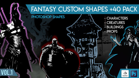 FANTASY CUSTOM PHOTOSHOP SHAPES +40 PACK