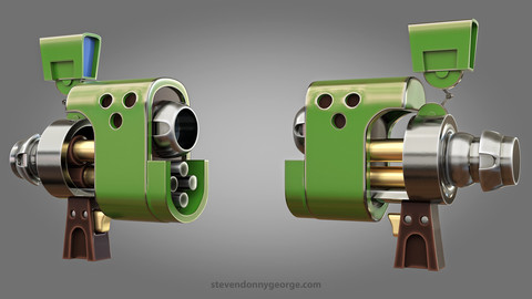 Green Gun (Sci-Fi) 3D Model with a UV Map