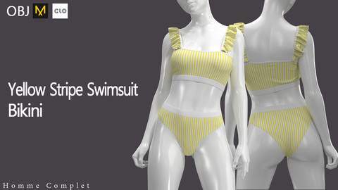 Womem's Yellow Stripe Swimsuit