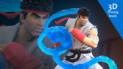 Ryu 3D Printing Ready (Fan art)