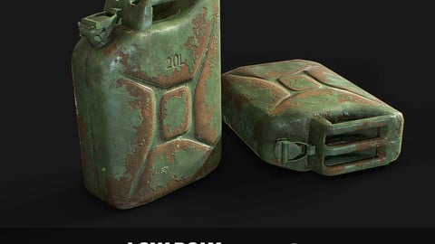 Steel Jerry Can Olive Green 20 Ltr Low-poly 3D model