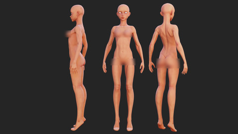 Female basemesh low and high poly
