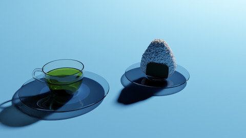 Green Tea and Rice ball 3D Model